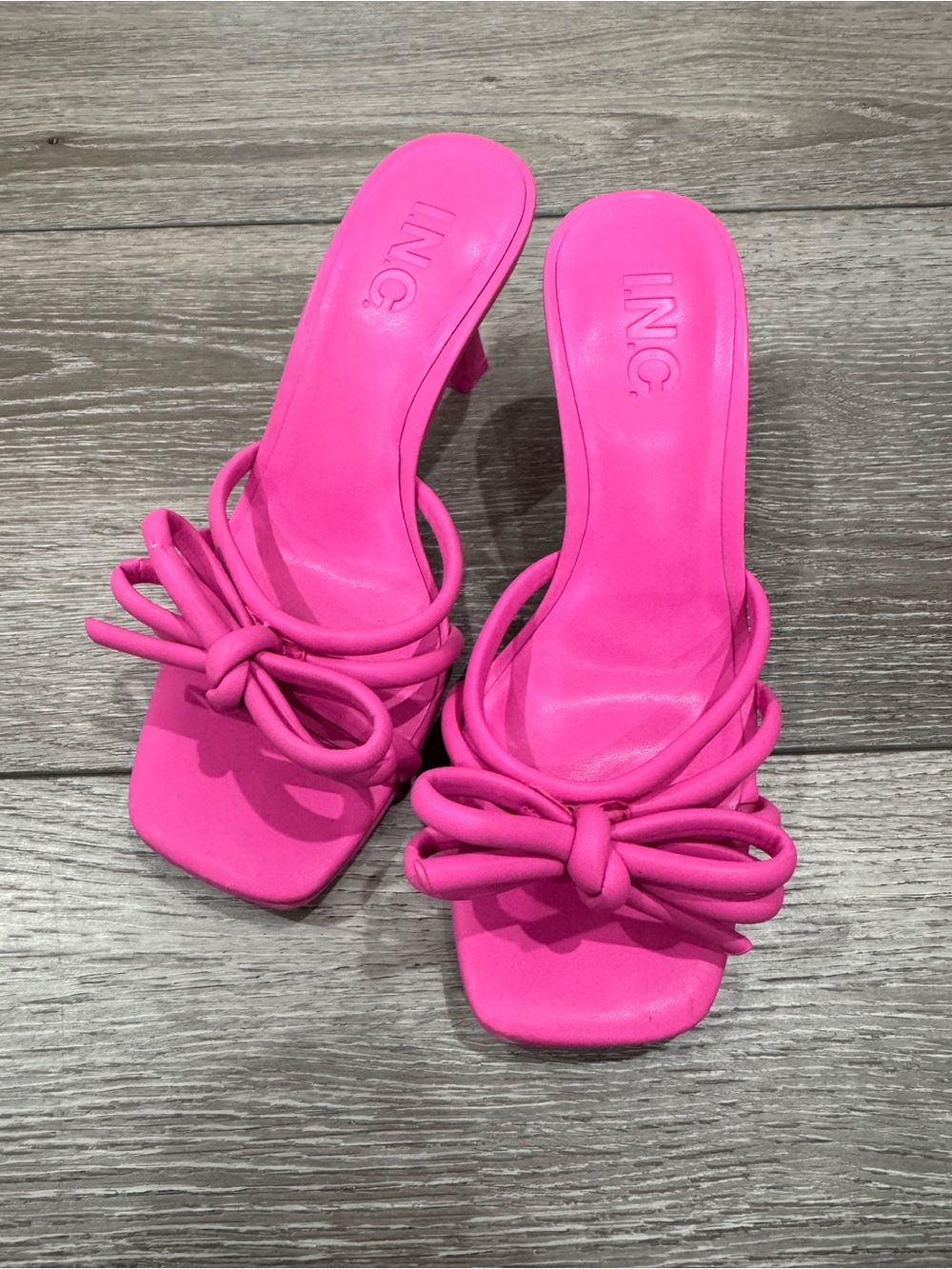 INC International Concepts Hot Pink Knot-Detail Slide Heels